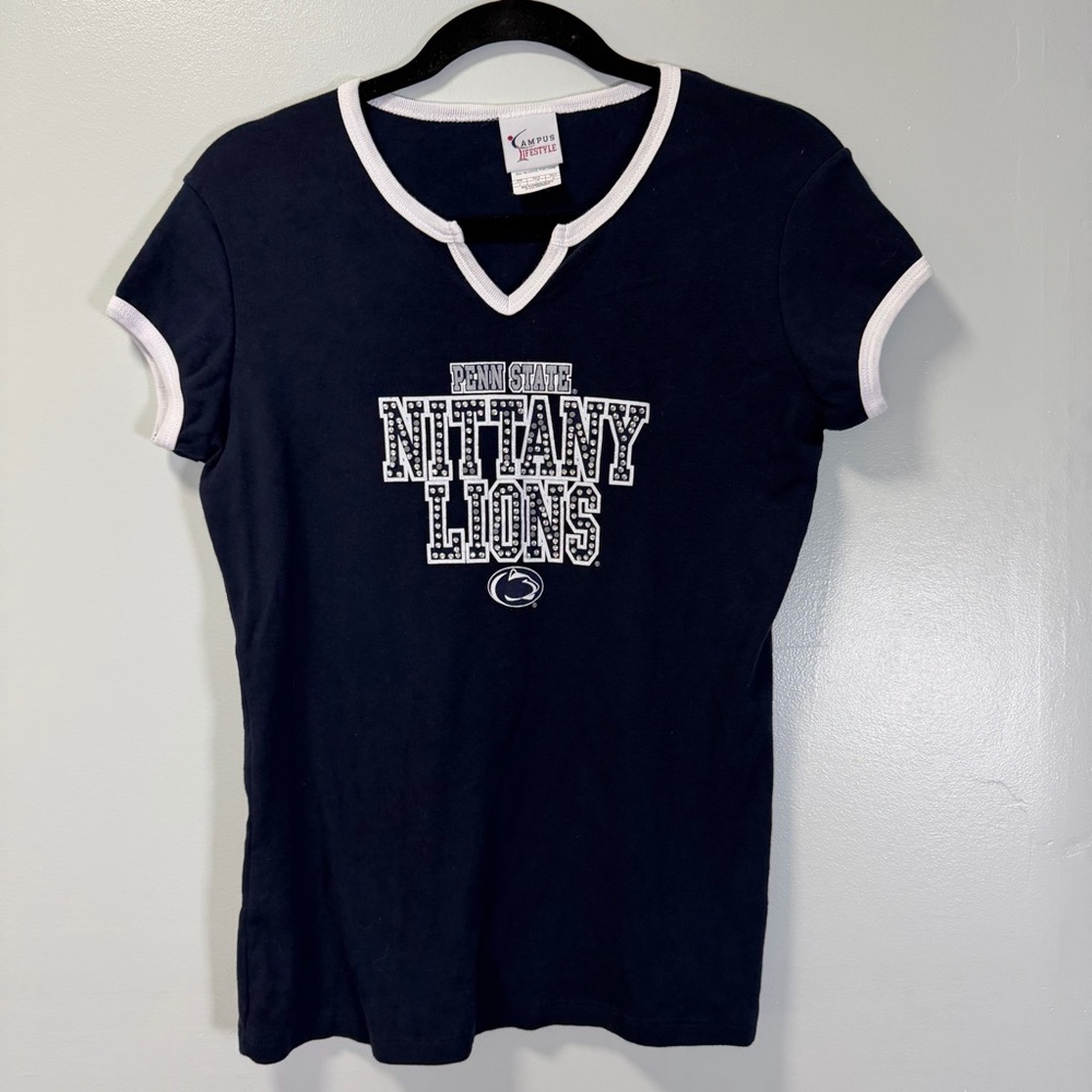 Penn State Nittany Lions Campus Lifestyle Navy Blue‎ Ringer Tee Large